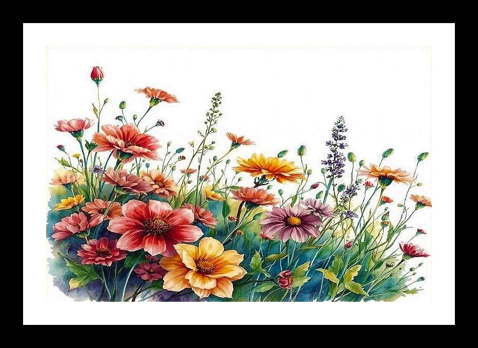 Mesmerizing Watercolor Getaway: Vibrant Blooms in a Canvas Symphony, Photo Frame With Photo, Wall Hanging Art, Wall Decor, Home Decor, Picture Frame | Size: 8 x 12 inches