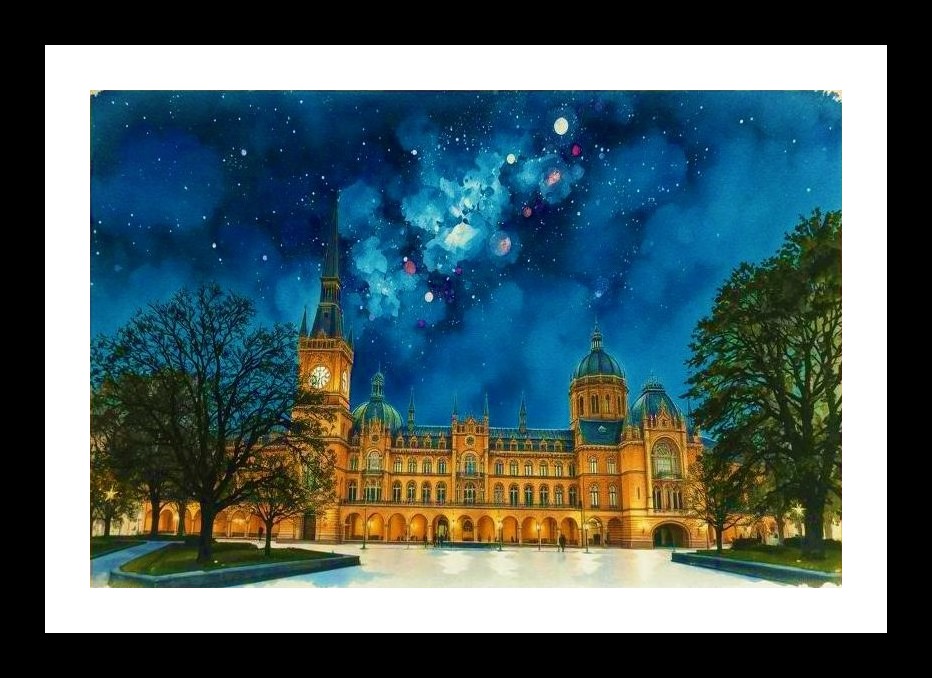 Victorian Palace Night Sky Portrait Photo Frame With Photo, Wall Hanging Art, Wall Decor, Home Decor, Picture Frame | Size: 8 x 12 inches