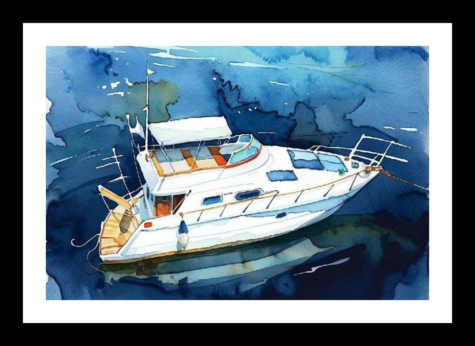 White Yacht on Blue: Serene Coastal Portrait Wall Art, Interior Accents, Framing Solutions, Residential/Commercial Decor, Premium Gifts | Size: 8 x 12 inches