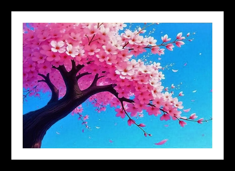 Pink Blossom Tree Portrait - Serene Wall Art Photo Frame With Photo, Wall Hanging Art, Wall Decor, Home Decor, Picture Frame | Size: 8 x 12 inches