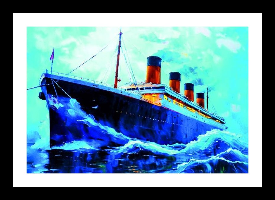 Ocean Liner vs. Waves: Majestic Maritime Portrait Wall Art, Interior Accents, Framing Solutions, Residential/Commercial Decor, Premium Gifts | Size: 8 x 12 inches