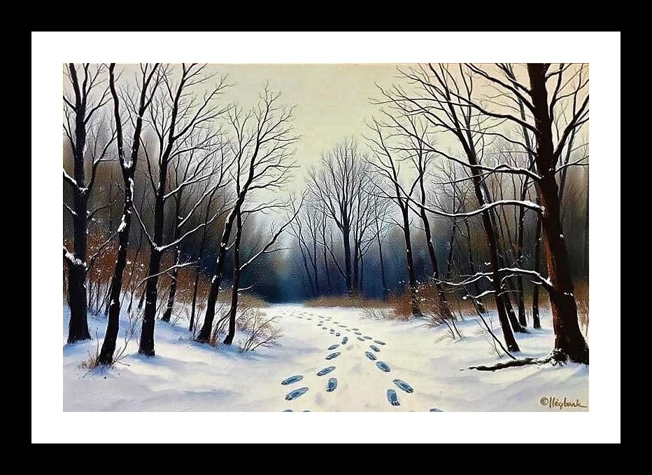 Winter Wonderland Watercolor Portrait - Snowy Path Photo Frame With Photo, Wall Hanging Art, Wall Decor, Home Decor, Picture Frame | Size: 8 x 12 inches