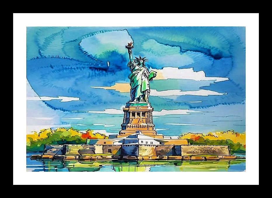 Liberty Watercolor Portrait - Vibrant Wall Art Wall Art, Interior Accents, Framing Solutions, Residential/Commercial Decor, Premium Gifts | Size: 8 x 12 inches