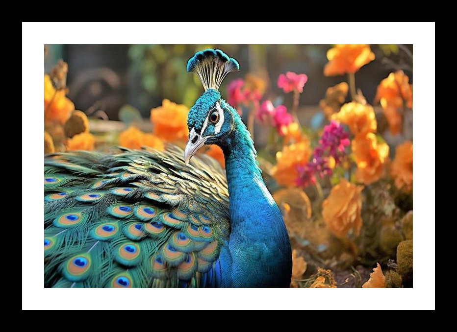 Iridescent Peacock Paradise - Floral Art Wall Art, Interior Accents, Framing Solutions, Residential/Commercial Decor, Premium Gifts | Size: 8 x 12 inches