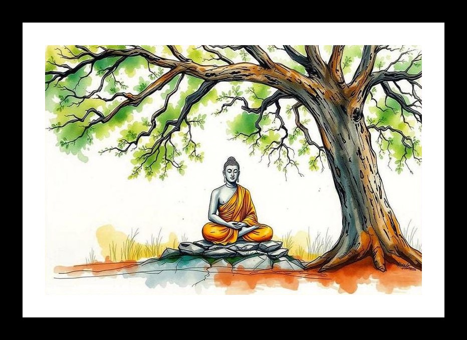 Serene Bodhi Tree Portrait: Find Inner Peace Wall Art, Interior Accents, Framing Solutions, Residential/Commercial Decor, Premium Gifts | Size: 8 x 12 inches