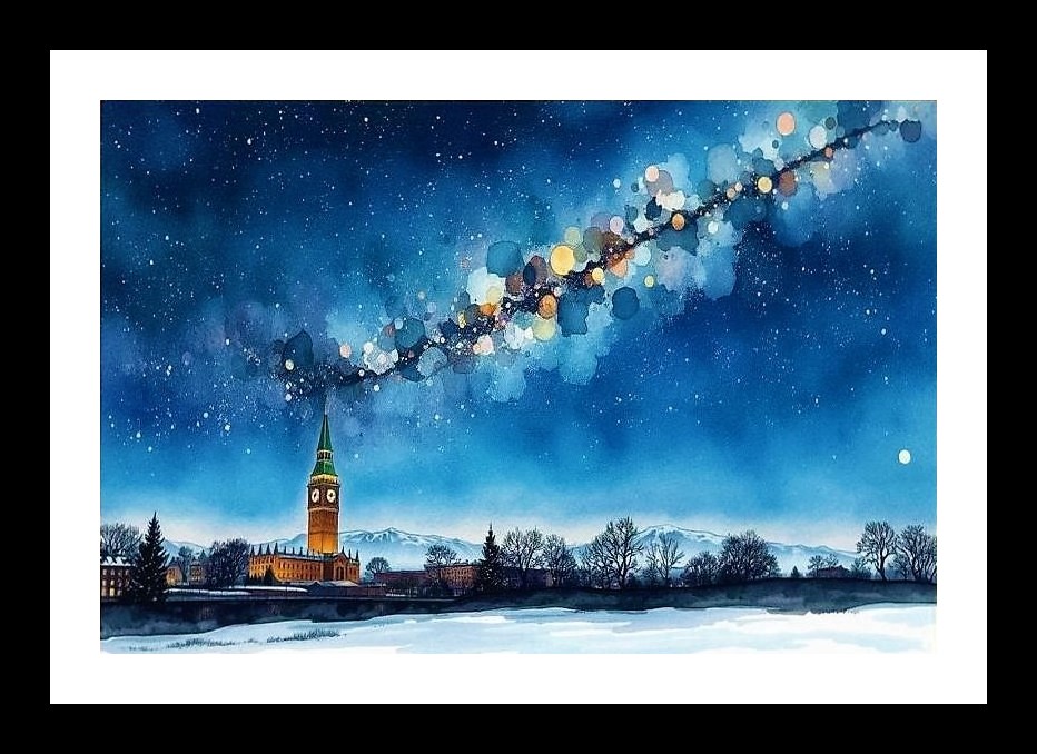 Victorian Palace Night Sky Portrait: Elegant Decor Photo Frame With Photo, Wall Hanging Art, Wall Decor, Home Decor, Picture Frame | Size: 8 x 12 inches