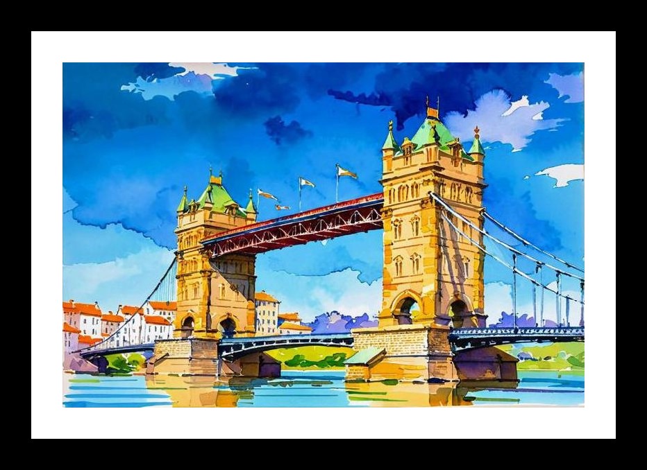 Tower Bridge Watercolor: Vibrant London Art for Walls. Wall Art, Interior Accents, Framing Solutions, Residential/Commercial Decor, Premium Gifts | Size: 8 x 12 inches