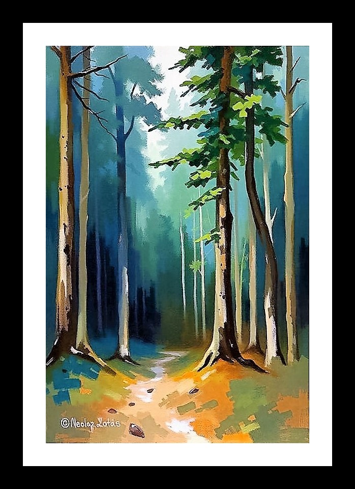 Enchanted Forest Path: A Stunning Landscape Painting. Wall Art, Interior Accents, Framing Solutions, Residential/Commercial Decor, Premium Gifts | Size: 8 x 12 inches