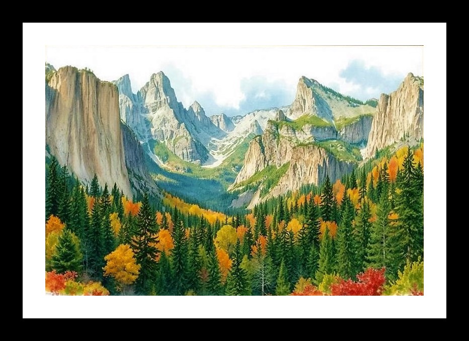 Majestic Mountain Vista Portrait: Stony Peaks & Greenery. Photo Frame With Photo, Wall Hanging Art, Wall Decor, Home Decor, Picture Frame | Size: 8 x 12 inches