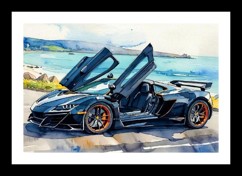 Ocean Drive Supercar: A Stunning Automotive Portrait. Wall Art, Interior Accents, Framing Solutions, Residential/Commercial Decor, Premium Gifts | Size: 8 x 12 inches