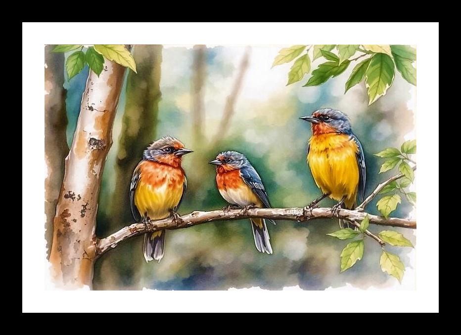 Tropical Birds Serene Jungle Portrait Photo Frame With Photo, Wall Hanging Art, Wall Decor, Home Decor, Picture Frame | Size: 8 x 12 inches