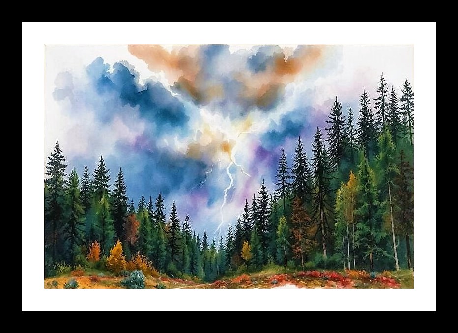 Enchanted Forest Watercolor: A Serene Haven of Hilly Woodlands, Photo Frame With Photo, Wall Hanging Art, Wall Decor, Home Decor, Picture Frame | Size: 8 x 12 inches