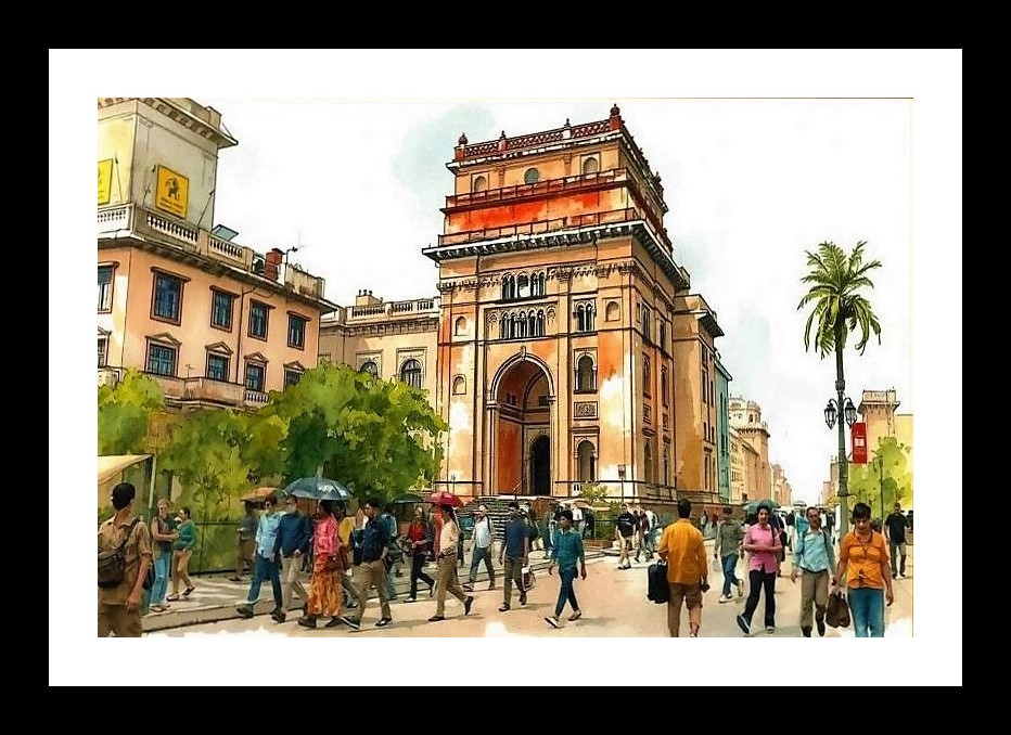 Cityscape Watercolor Portrait - Vibrant Urban Scene Art Wall Art, Interior Accents, Framing Solutions, Residential/Commercial Decor, Premium Gifts | Size: 8 x 12 inches