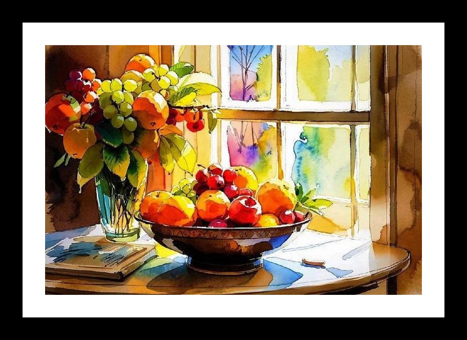 Sunlit Fruit Still Life Portrait - Wall Art, Interior Accents, Framing Solutions, Residential/Commercial Decor, Premium Gifts | Size: 8 x 12 inches