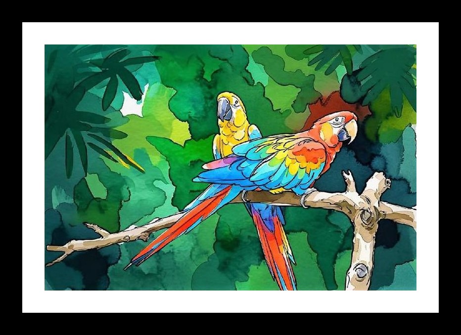 Vibrant Macaws Portrait: Tropical Paradise Wall Art, Interior Accents, Framing Solutions, Residential/Commercial Decor, Premium Gifts | Size: 8 x 12 inches