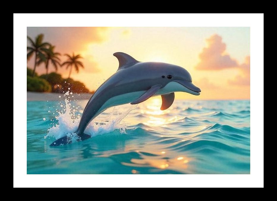 Sunset Dolphin Leap - Coastal Beauty Wall Art, Interior Accents, Framing Solutions, Residential/Commercial Decor, Premium Gifts | Size: 8 x 12 inches