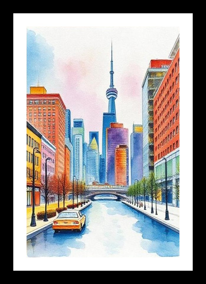 Toronto Reflection: CN Tower Serenity Wall Art, Interior Accents, Framing Solutions, Residential/Commercial Decor, Premium Gifts | Size: 8 x 12 inches