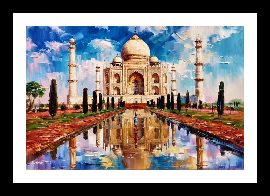 Taj Mahal Reflection: Serene Waters Portrait. Wall Art, Interior Accents, Framing Solutions, Residential/Commercial Decor, Premium Gifts | Size: 8 x 12 inches