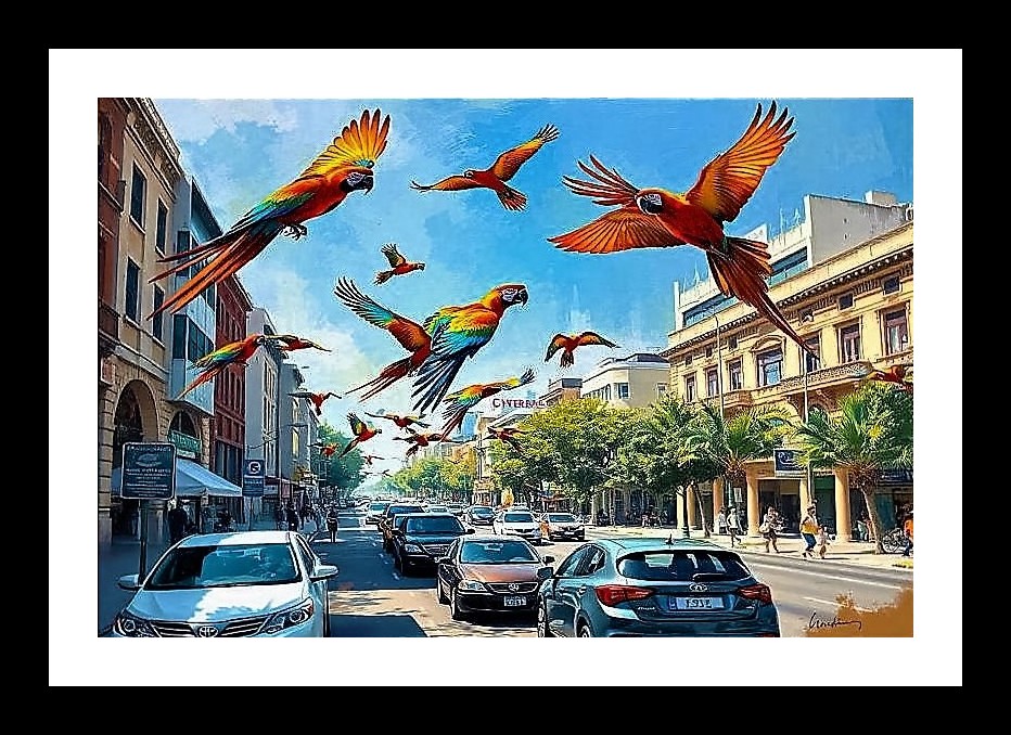 Birds Over Cityscape: Stunning Wall Art Portrait Photo Frame With Photo, Wall Hanging Art, Wall Decor, Home Decor, Picture Frame | Size: 8 x 12 inches