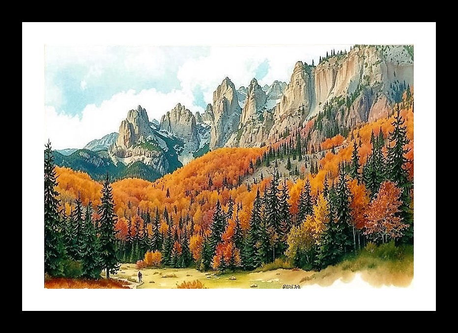 Majestic Mountain Landscape Portrait - Stony Peaks & Lush Foothills Photo Frame With Photo, Wall Hanging Art, Wall Decor, Home Decor, Picture Frame | Size: 8 x 12 inches