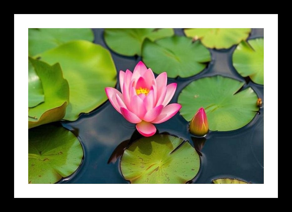 Pink Water Lily Bloom - Serene Pond Beauty Wall Art, Interior Accents, Framing Solutions, Residential/Commercial Decor, Premium Gifts | Size: 8 x 12 inches