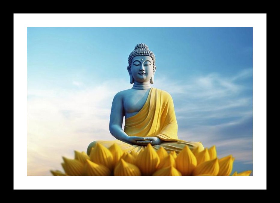 Serene Buddha Lotus: Peaceful Skies Art Print Wall Art, Interior Accents, Framing Solutions, Residential/Commercial Decor, Premium Gifts | Size: 8 x 12 inches