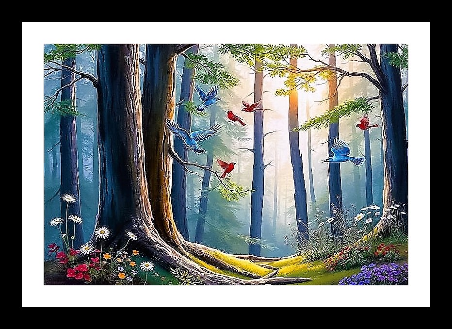 Enchanted Jungle Bird Portrait - A Fairytale Frame Photo Frame With Photo, Wall Hanging Art, Wall Decor, Home Decor, Picture Frame | Size: 8 x 12 inches