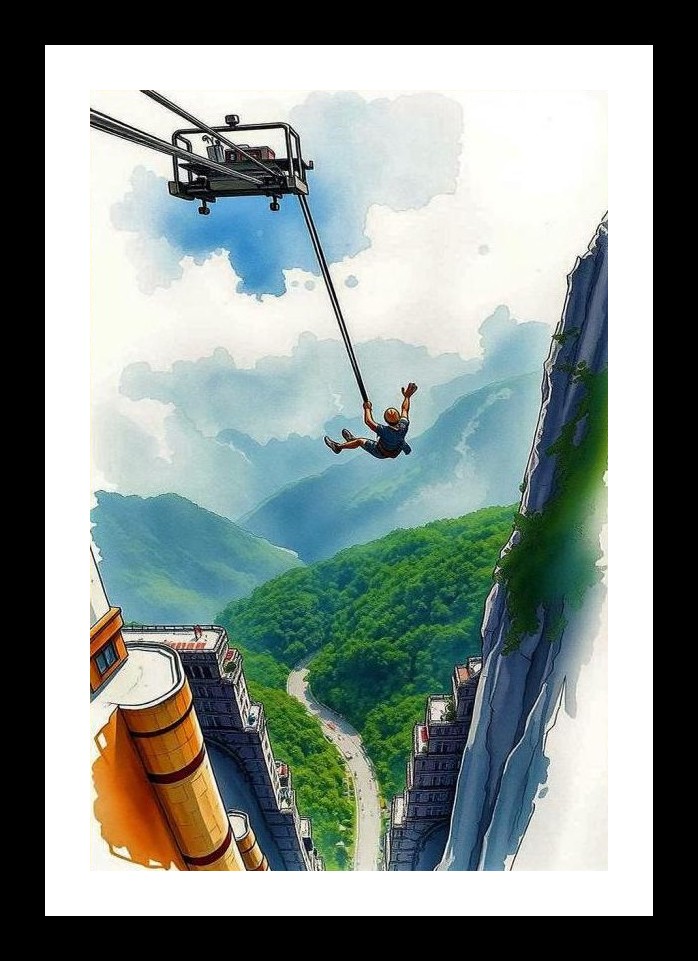 Leap of Faith: Mountain Edge Jump Portrait. Wall Art, Interior Accents, Framing Solutions, Residential/Commercial Decor, Premium Gifts | Size: 8 x 12 inches