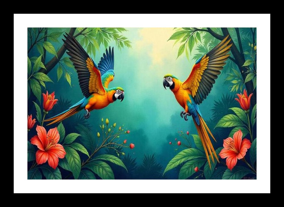Vibrant Parrot Portrait: Jungle Serenity Captured. Photo Frame With Photo, Wall Hanging Art, Wall Decor, Home Decor, Picture Frame | Size: 8 x 12 inches