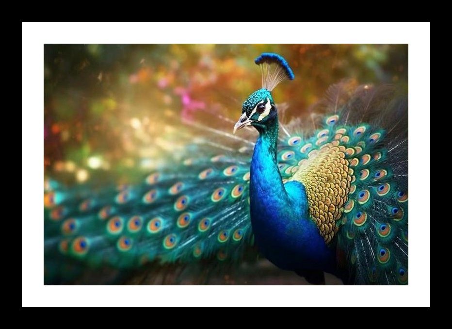 Majestic Peacock Garden Display - Stunning Photo Art Wall Art, Interior Accents, Framing Solutions, Residential/Commercial Decor, Premium Gifts | Size: 8 x 12 inches