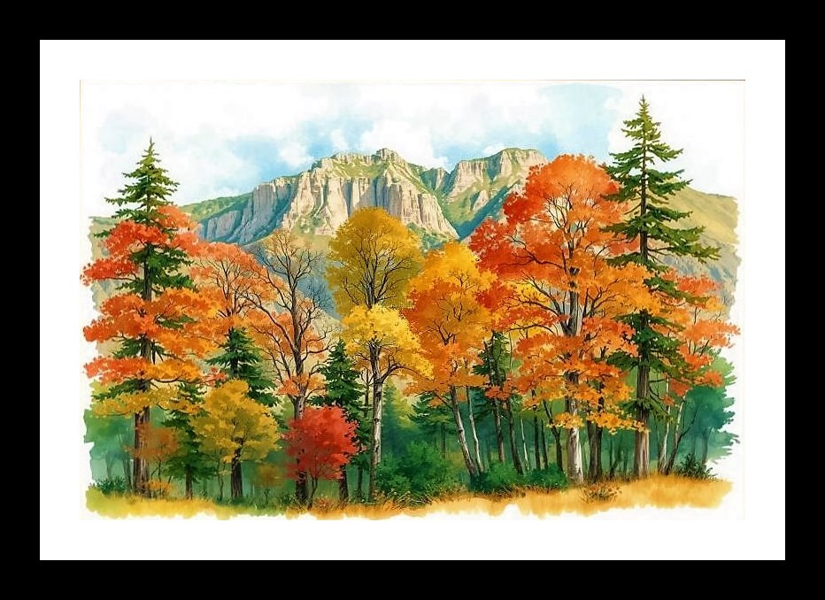 Autumn Blaze Mountain Majesty - Wall Art, Interior Accents, Framing Solutions, Residential/Commercial Decor, Premium Gifts | Size: 8 x 12 inches