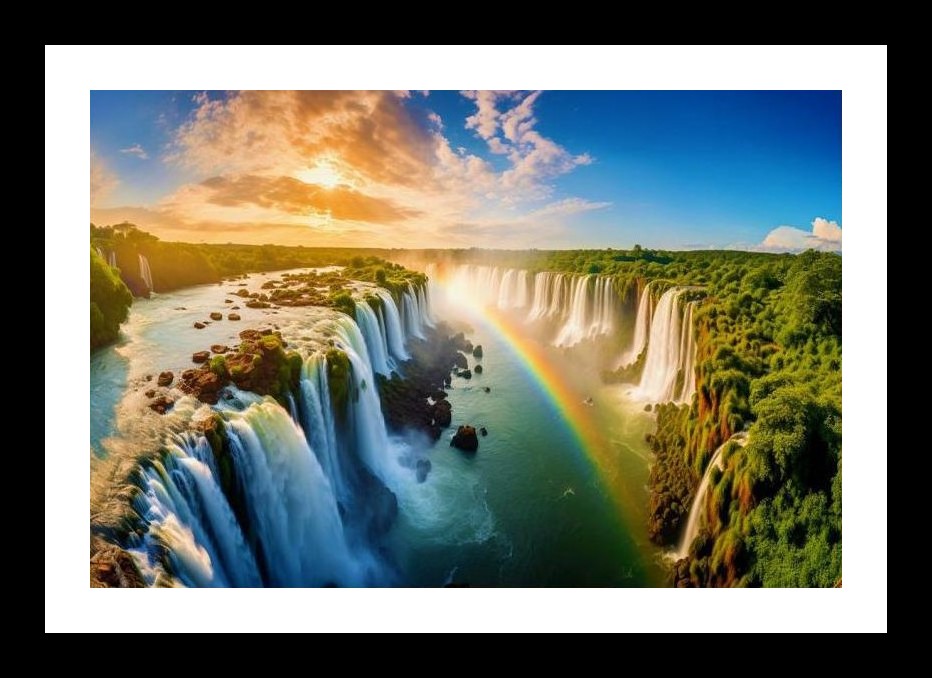 Iguazu Falls Sunset Rainbow - Nature's Spectacle. Wall Art, Interior Accents, Framing Solutions, Residential/Commercial Decor, Premium Gifts | Size: 8 x 12 inches