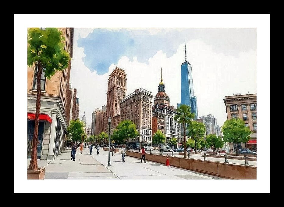 Urban Watercolor Cityscape Art: New York Impression. Wall Art, Interior Accents, Framing Solutions, Residential/Commercial Decor, Premium Gifts | Size: 8 x 12 inches