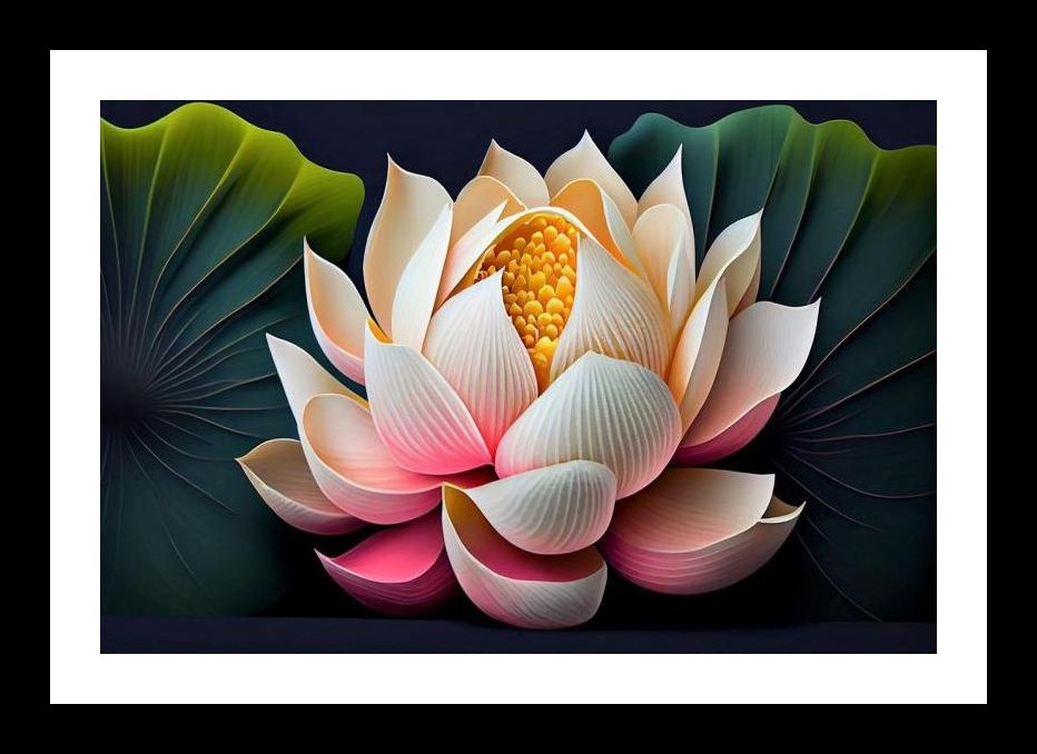 Lotus Unveiled: Cream & Rose Blossom Print. Wall Art, Interior Accents, Framing Solutions, Residential/Commercial Decor, Premium Gifts | Size: 8 x 12 inches