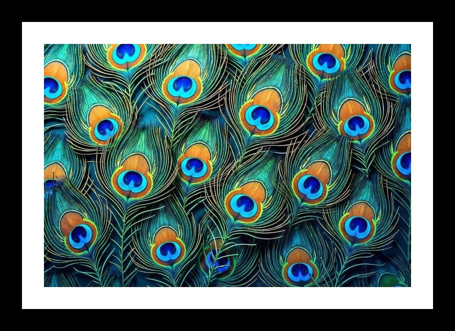 Iridescent Peacock Feather Tapestry: Stunning Wall Art Wall Art, Interior Accents, Framing Solutions, Residential/Commercial Decor, Premium Gifts | Size: 8 x 12 inches