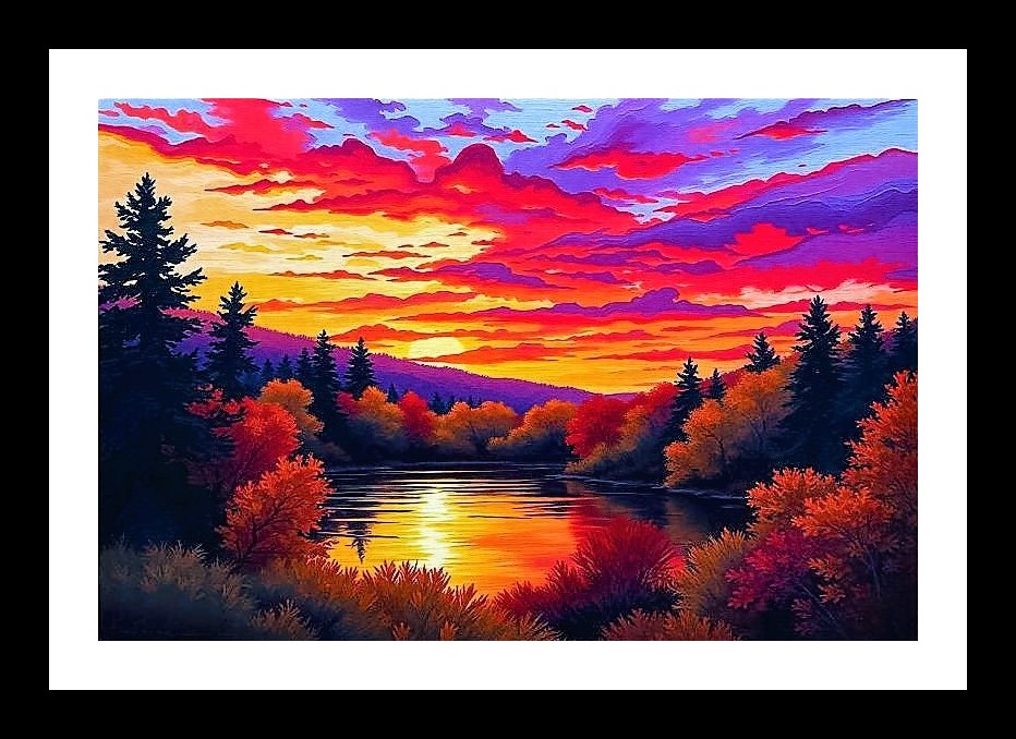 Jungle Dawn Reflection: Mountain Lake Portrait Photo Frame With Photo, Wall Hanging Art, Wall Decor, Home Decor, Picture Frame | Size: 8 x 12 inches