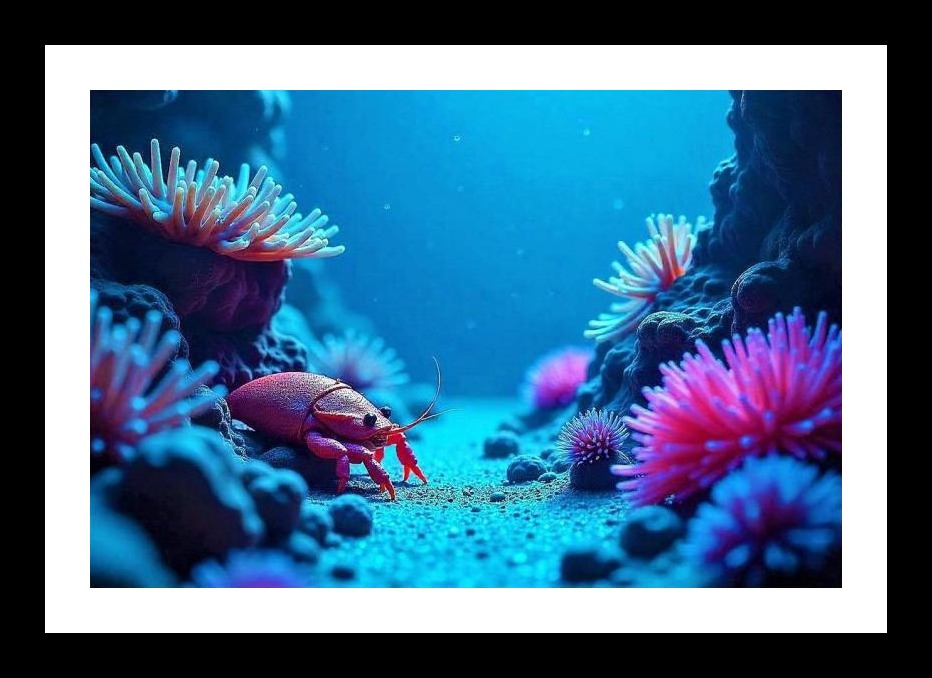 Crimson Explorer: Bioluminescent Reef's Depths. Wall Art, Interior Accents, Framing Solutions, Residential/Commercial Decor, Premium Gifts | Size: 8 x 12 inches