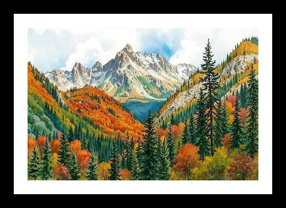 Majestic Mountain Vista: Snow Peaks & Lush Foothills Portrait. Photo Frame With Photo, Wall Hanging Art, Wall Decor, Home Decor, Picture Frame | Size: 8 x 12 inches