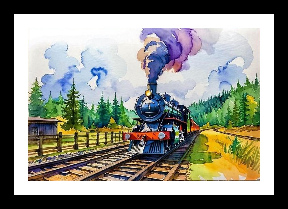 Steam Train Forest Canvas Art: Scenic Rail Journey. Wall Art, Interior Accents, Framing Solutions, Residential/Commercial Decor, Premium Gifts | Size: 8 x 12 inches